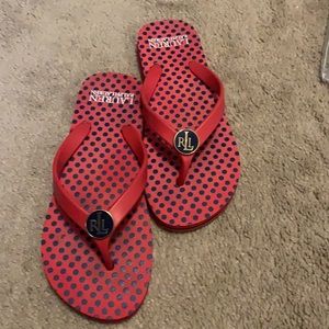 Ralph Lauren polka dot flip flops!
